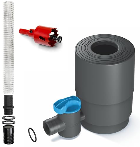 Set de recolector de agua de lluvia YourCasa [bajada] con tubo de conexión de 30 cm y conducto para barriles de lluvia - Válvula de cierre y filtro para conectar bajada de canalón de 68-100 mm DN100