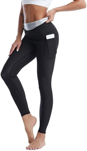 Sudation Pantaloni Dimagranti Dimagranti Pancia Piatto Leggings Sauna Shaper Allenamento Vita Alta Fitness Palestra Yoga Sport Donna, a, XL