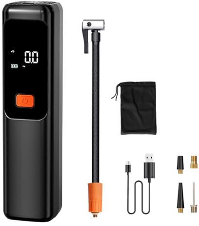 Inflador de Neumáticos Portátil Compresor de Aire | Bomba de Aire para Coche Portátil con Apagado Automático - Accesorios Eléctricos Recargables para Moto Bicicleta | Uso En Hogar Y Vehículos
