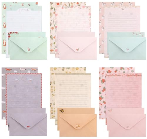 Vyuwast 54 Stück Briefpapier mit Umschlag Set für Briefe,Einladungen