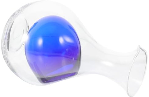 PAMINGONO Decanter Vino Rosso in Vetro con Cavità per Ghiaccio Caraffa Raffreddante per Sake e Whisky Design Curvo per Versata Regolare Contenitore Pratico e Decorativo Blu