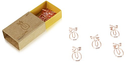Oro Clip Klips Piña en Roségold, Pinzas Papel, Grapas con del paquete (Inh. 15 unidades)