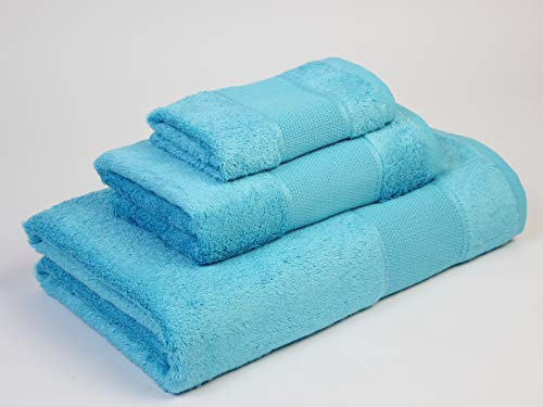 Juego de Toallas Ducha,500 gr/m2,Punto Cruz Turquesa