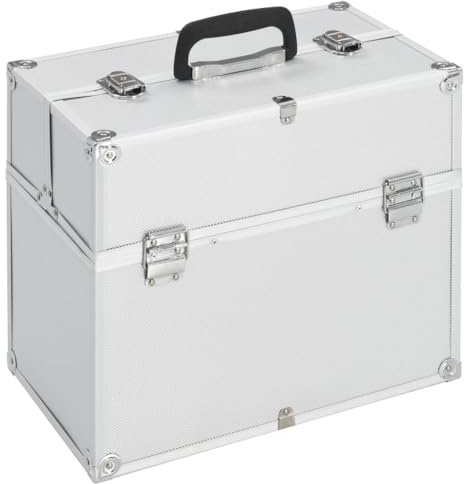 vidaXL Sminklåda 38x23x34 cm silver aluminium