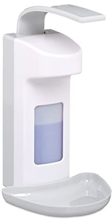 Relaxdays Seifenspender, Wandmontage, 500 ml, 4 Stück, Desinfektionsmittel, Flüssigseife, Praxis, Büro, Weiß