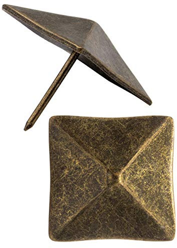 FUXXER 10x Zier-Kopf-Nägel, Möbel-Nägel, Polster-Nägel, Antik Bronze Optik, 30x30 mm