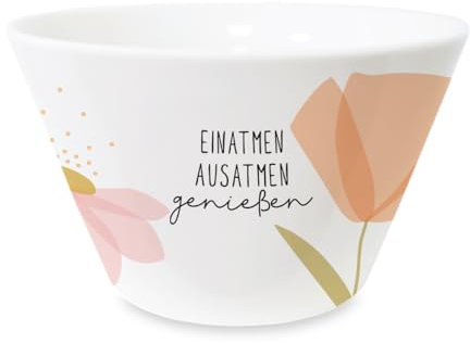 Grafik-Werkstatt Müsli-Schale mit Echtgold Porzellan Schüssel Genießen, Weiß