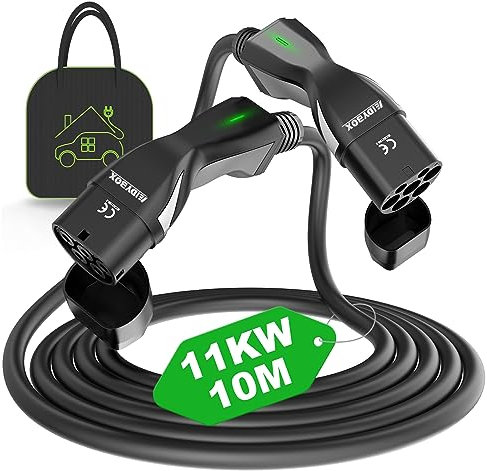 EIDYBOX Ladekabel 11KW Dreiphasig 10M Typ 2 auf Typ 2 EV Ladegerät 16A Kompatibel mit Model S/3/X/Y, e-Golf/e-UP/ID.3, i3/i8, EQC/EQS
