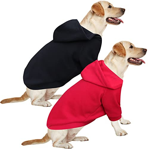 HuaLiSiJi Felpa Cane Taglia Grande Maglione per Cani Taglia Grande Pigiama per Cani, Caldo e Leggero, Tessuto Morbido Facile da Indossare e Bei Colori (4XL, Nero+Rosso)