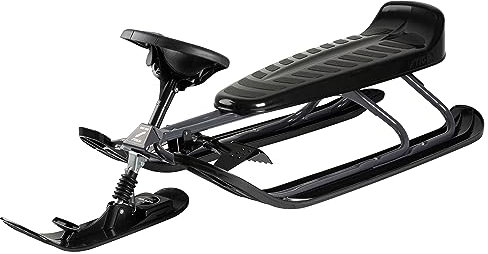 STIGA Snowracer King Size GT Großer Lenkschlitten mit Bremsen für 2 Kinder oder mit Erwachsene - Graphite Grey/Black