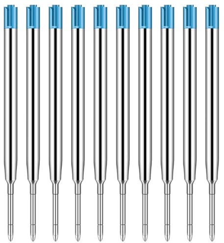 10er-Set Großraumminen für Kugelschreiberminen Großraumminen Metall Ersatzminen für das G2-Format,Kompatible Minen 1,0mm Strichstärke M,Ersatzminen - Kugelschreiber Minen Schreibfarbe Blau