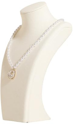 GemeShou Beige necklace storage organizer for sale, Velvet necklace holder stand, jewelry bust display stands, Jewelry Mannequin for Countertop, Showcase【Beige-Small height 15.9 cm】