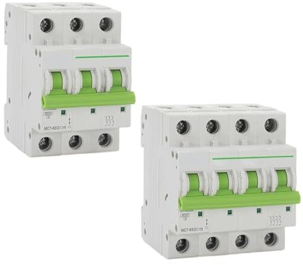 MYRRHE Petit disjoncteur Courbe D MCB 3P 4P 6A 10A 16A 20A 25A 32A 40A 50A 63A 6KA 110V/220V/400V 50/60HZ, Interrupteur de Type D, 1 pièce, TOMC7-63 (Color : D6, Size : 4P)