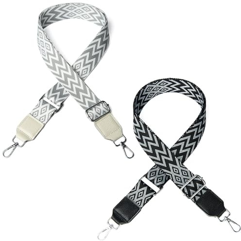 2PCS Replacement Handbag Straps Universal Crossbody Shoulder Strap for DIY Accessories - Black, White