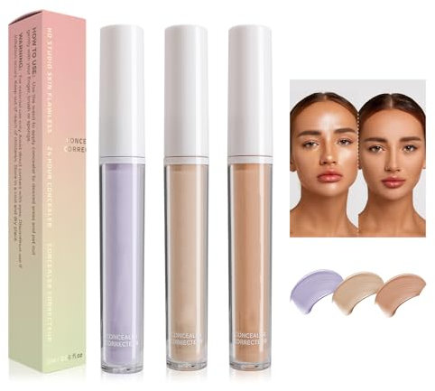 Correttore Per Il Viso, Correttore Liquido, Full-Coverage Concealer, Correttore Viso Leggero, Correttore Liquido In Stick, Idrata La Pelle E Copre Le Imperfezioni (02#+05#+06#)