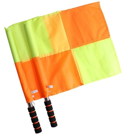 QOTSTEOS 2pcs Football Referee Flag, High Visibility Linesman Hand Flag with Storage Bag, Essential Equipment for Sports Match Soccer Football Hockey Training, Easy to Grip(size:2pcs)