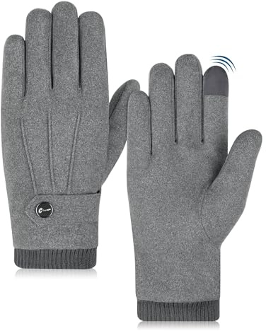 MELLIEX Vinterhandskar Herr Värmande Vindtät Polyester Läderhandskar Herr Vinter - Svart Grå, Grå, one size