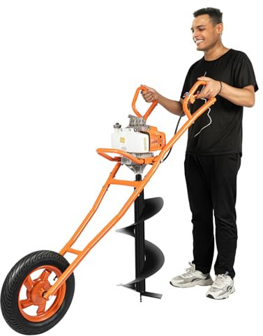 Tarière à essence, 2 temps, 63 cc, 300 mm, avec embout, réservoir de carburant de 1,3 l, poteau de clôture, pelleteuse, pour une utilisation dans les fermes, les jardins et les vergers