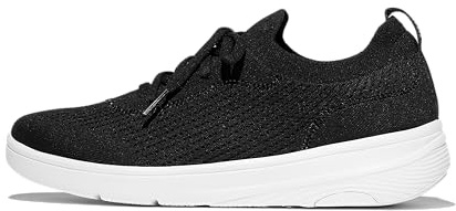 Fitflop Super-Q - Tenis de Punto con Cordones para Mujer, Color Negro, Talla 5, Black, 38 EU