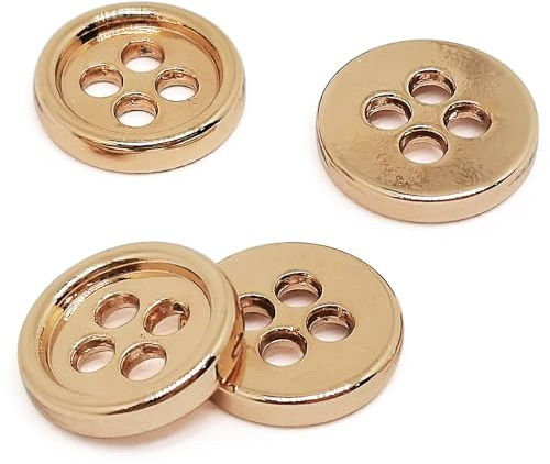 20pcs 10mm/0.39'' Gold Metal Flat Button ，with 2mm Sewing Holes,Round Craft Decor Buttons for DIY