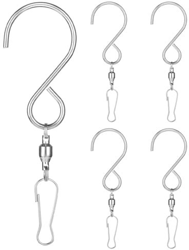BARRU 5PCS Clip a gancio rotante, clip a gancio a S antivento girevole, utilizzata per appendere campanelli eolici, cesti di fiori, gabbie per uccelli, accessori per feste
