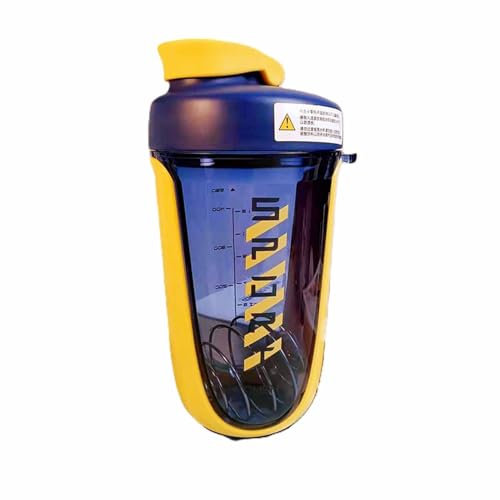 Protein-Shaker-Flasche, Protein-Pulver-Shaker, Shaker-Flasche mit Edelstahl-Kugel, Sport- und Fitness-Wasserbecher, für Herren und Damen, 590 ml, Gelb
