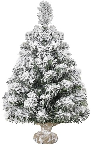 HOMCOM Mini Künstlicher Weihnachtsbaum 60 cm Mit Schnee, 67 Spitzen