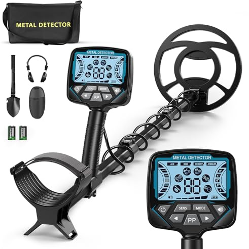 Jradse - Rilevatore di metalli, bobina completamente sommersa IP68 da 10,2 pollici, schermo LCD intelligente, lunghezza regolabile da 74 a 138 cm, kit completo di accessori, adatto per bambini e