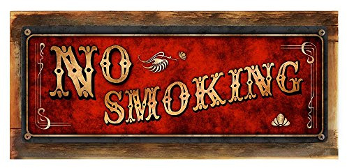 Framed No Smoking 6x16 Metal Sign, Retro, Art Deco, Lounge, Hand-Crafted from reclaimed materials