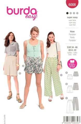 Burda B6008 Patron de Couture, Papier, Divers, 34-48