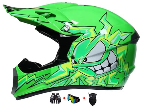 Casco Moto Niño, Juventud Cascos De Moto, Casco De Motocross Integral, Casco Ciclista Para Niños, Cascos Integrales ATV MX Cascos Moto De Cross Niños Quad Bicicleta De Montaña (Color: Gr)