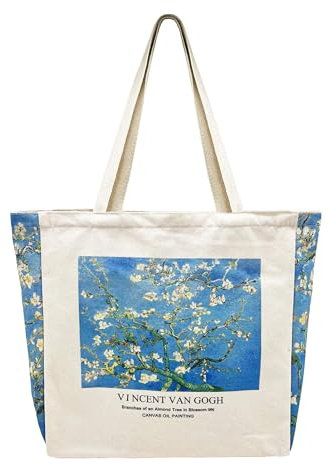 Tibroni Canvas Tote Bag Jutebeutel Bedruckt, Jute Beutel mit Reißverschluss, Einkaufstasche Bag Vintage, Taschen Umhängetasche Uni Tasche Geschenk