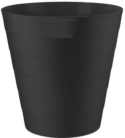 VIVAAS Plastic Waste Paper Bin 6L Round Waste Basket Trash Can Lightweight Rubbish Bin for Kitchen, Bedroom, Bathroom, Open-Top Design, Outdoor Garbage Container Dustbin (Black)