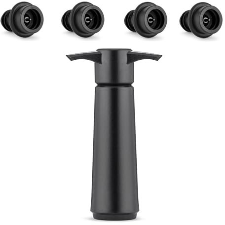 KOMUNJ Pompa Salvavino, Tappo Sottovuoto per Vino, Pompetta con 4 Tappi Ermetici, Kit di Tappi per Vino Sottovuoto, Riutilizzabile, Preserva il Vino Rosso e Bianco