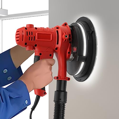 Gipsslips, takslip, långhalsslip, automatisk dammborttagning, justerbar sugkraft, väggslip med LED-arbet, 180 mm, 1 200 W