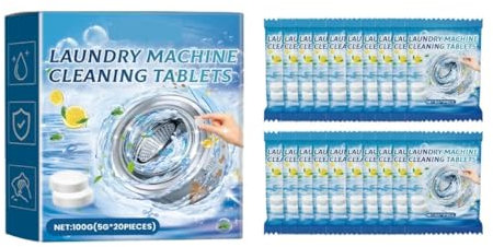 ZMLMAJJ Brausetabletten for Waschmaschinenreiniger, Formel Zur Geruchs- Und Fleckenentfernung for Frische Trommel Und Kleidung(20 Pcs)