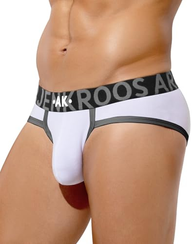 Arjen Kroos Men's Cotton Underwear Briefs Soft Underpants Sport Breathable Slips Low Rise Anti-chafing Hipster Pants,White-B,S