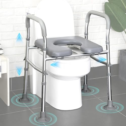 Asiento elevador de inodoro con reposabrazos, asiento elevado con altura y ancho ajustables, asiento elevador para personas mayores, discapacitadas y embarazadas