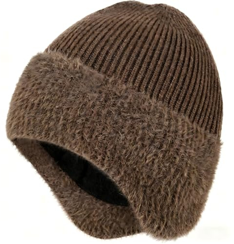 Gorro con Orejeras de Forro Polar, Gorro de Invierno de Punto Suave y Cálido para Deportes de Frío y Uso Diario, Unisex para Hombre y Mujer