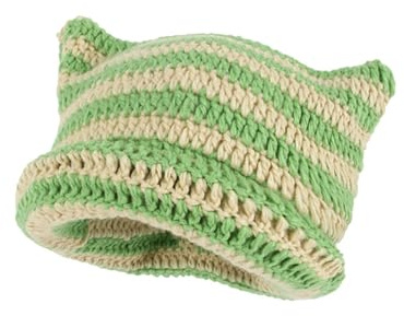 LZPCarra Crochet Hats for Women Handmade Knit Cat Ear Beanie hatt vinterhatt goth mössa vinter män, GUL, one size