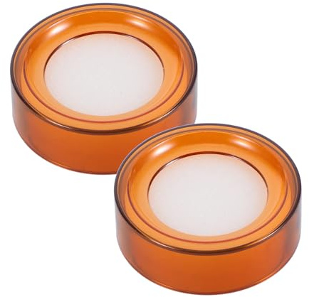 FOMIYES Lot de 2 Humidificateurs de Doigts en Plastique et Éponge Ronde Transparente Orange, Accessoires de Bureau pour Comptage D'argenté et Manipulation de Documents Financiers, Outil