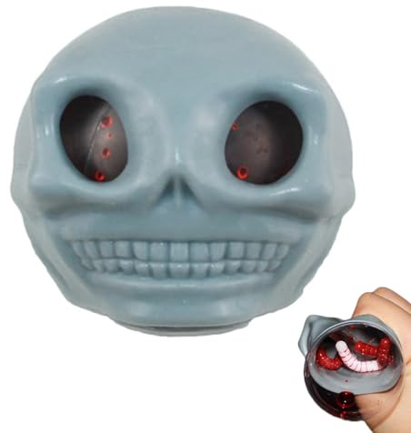 Giocattolo antistress con teschio Novità Palline da spremere con teschio Giocattolo Palline da spremere Horror Antistress per bambini e adulti Grigio