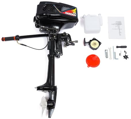 Motor fuera de borda de 4 tiempos, motor de gasolina de 55 cc, 3,6 CV, motor fuera de borda de gasolina, eje corto, encendido CDI, refrigeración por aire con depósito de combustible, para barcos de