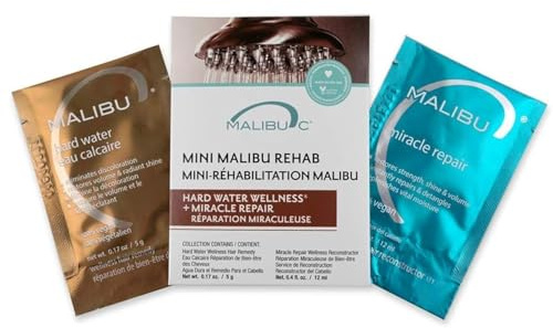 Malibu C Mini Malibu Rehab Hard Water Wellness - Contains 2 Remedy Packets - At-Home Hair Reconstructor and Mineral Removal Remedy - Sulfate Free Hair Care