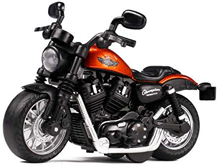 MING YING 66 Mini Toy Motorcycle - Pull Back Toy Cars with Sound and Light Toy,Toy Motorcycles for Toddlers,Motorcycle Toys for Boys Age 3-9 (Orange)