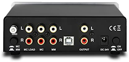 Thorens MM-008 ADC - Preamplificador para ecualizador de emisoras MM y MC (con conversor digital analógico integrado y salida USB), color plateado