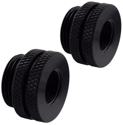 MARRTEUM Conector extensor de accesorios de paso G1/4 pulgadas con junta tórica sellada para sistema de refrigeración por agua de computadora, negro, paquete de 2
