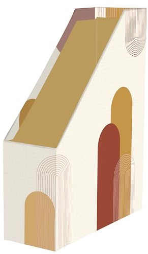 Clairefontaine 116072C -portariviste di cartone ricoperto da carta dai colori calorosi e dalle forme geometriche 25x10x32,5cm - Home Office- Collezione Terracotta
