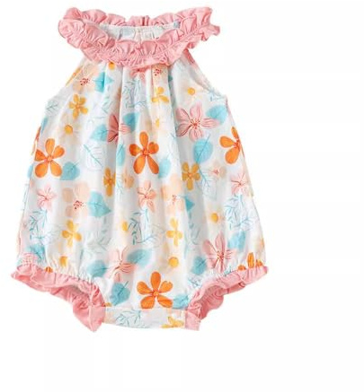 Supolian Newborn Baby Girls Clothes Triangle Rompers Sleeveless Floral Summer Outfits 0-24 M (Pink, 73cm)