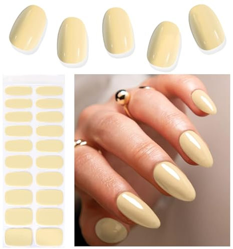 Kalolary 20PCS Gel Nail Polish Strips, Nail Gel Art Sticker Waterproof Full Nail Wraps Decal Sets with Nail File and Stick for Women Girls Nail Art Decor (UV/LED Lamp Required) (A)